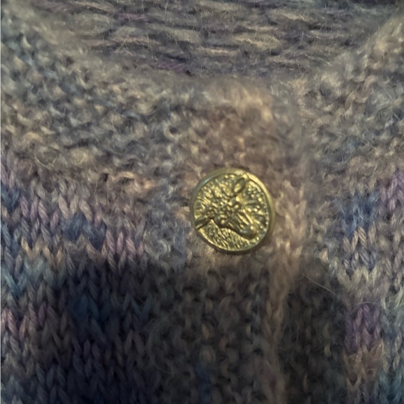 Vintage Made in Canada Freda Condon Purple Wool Handmade Knit Cardigan Large - Picture 7 of 9